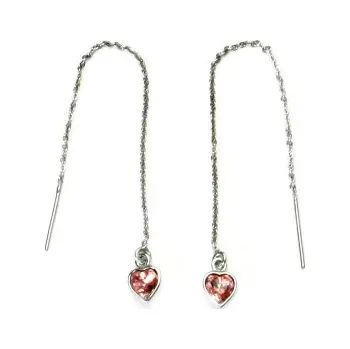 Náušnice Náušnice řetízkové, Swarovski krystal light rose, srdíčka, NŘ 1315