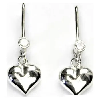 Náušnice Stříbrné náušnice, srdíčko, bílý zirkon, náušnice ze stříbra, NK 28/822