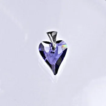 Přívěsek Stříbrný přívěšek s krystalem Swarovski tanzanire heart pendant, srdce, P 1303