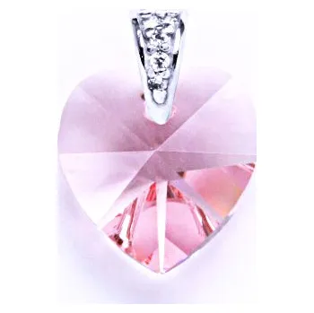 Přívěsek Přívěsek stříbrný srdce s krystalem Swarovski ( light rose) P 1306