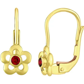 Náušnice Zlaté náušnice se syntetickým rubínem