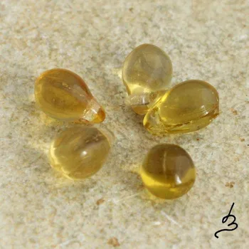 Korálek Korálky skleněné kapky medové - 30 ks