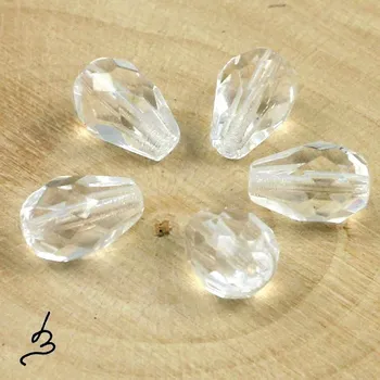 Korálek Korálky broušené kapky čiré 10x7mm – 10 ks