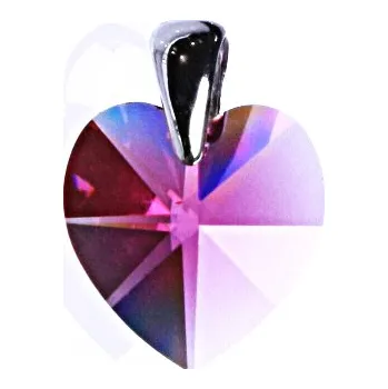 Přívěsek Stříbrný přívěsek s krystalem Swarovski fuchsia, (srdce 17 mm fuchsia) P 1302