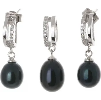 Souprava šperků Stříbrná souprava s pravými perlami STRS0218F + Dárek zdarma