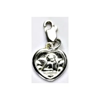 Přívěsek Stříbrný přívěsek, andělíček, srdíčko, přívěšek, P 873