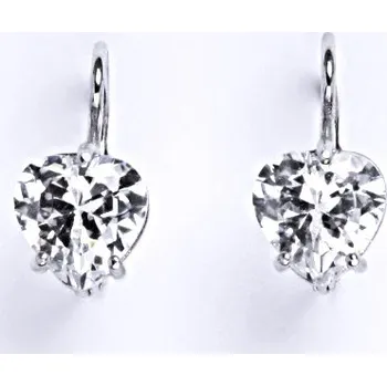 Náušnice Stříbrné náušnice s čirým zirkonem, srdce 8x8mm, NK 1358