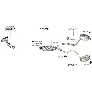 Zadní díl výfuku zadní díl levý Bosal 279-616