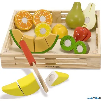 Dřevěná hračka Krájení - Ovoce v přepravce dřevěné (M&amp;D)
