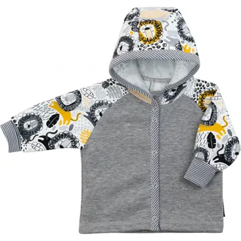 Kojenecká bunda šedý bavlněný zvířátkový kabátek s kapucí