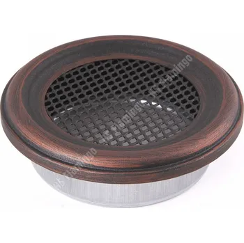 Větrací mřížka Krbová mřížka kulatá 125mm měděná patina