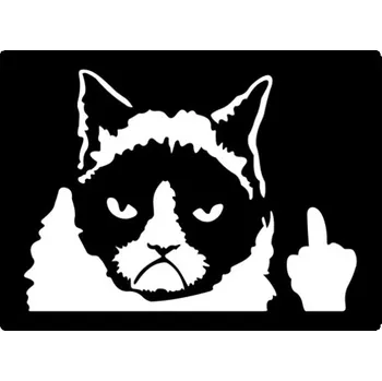 Samolepicí dekorace na vozidlo Samolepka kocour fuck-off na auto a motorku, tuning nálepka (2819)
