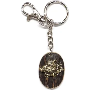 Přívěsek Klíčenka ZUBÍČEK parohová ovál motiv - divočák s trubkou