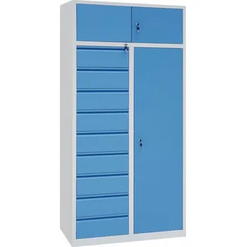 Skříňka na nářadí Manutan Dílenská skříň kombinovaná kovová 195 x 94,5 x 50 cm