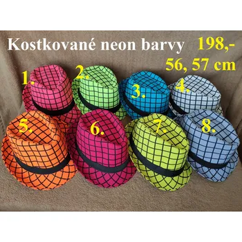 Klobouk KOSTKOVANÝ NEON BARVY - 6