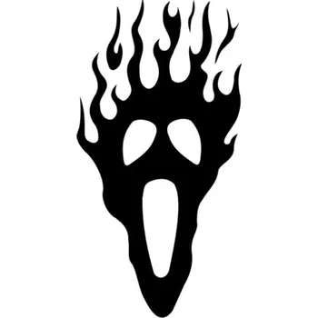 Samolepicí dekorace na vozidlo Samolepka hořící maska na auto a motorku, tuning nálepka (3243)