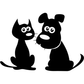 Samolepicí dekorace na vozidlo Samolepka kočka a pes na auto a motorku, tuning nálepka (4655)