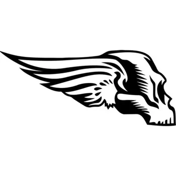 Samolepicí dekorace na vozidlo Samolepka okřídlená lebka na auto a motorku, tuning nálepka (3115)