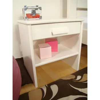 Noční stolek ROALHOLZ Bílý noční stolek se zásuvkou MARKUS