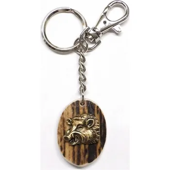 Přívěsek Klíčenka ZUBÍČEK parohová ovál motiv - divočák