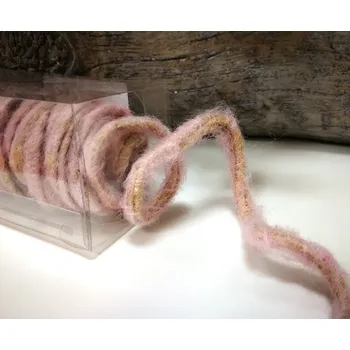 Stuha Floristické VLNĚNÉ dredy - sv.růžové - 1m