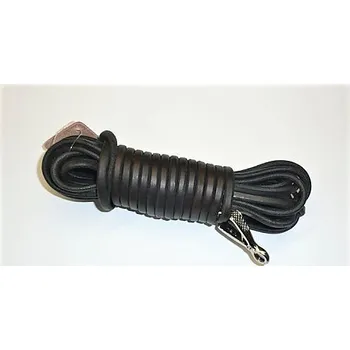 Vodítko pro psa Barvářská šňůra Zubíček kulatá hnědá kůže s karabinou 6 m