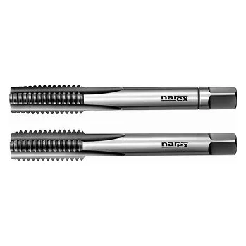 Závitořezný nástroj Závitní sadový, trubkový závit ČSN 223012 - G3/8" - sada, NO-nástrojová ocel (Sada - 2 ks. Narex, ocel NO, Závitníky na trubkový závit mají pouze 2 stupně - předřezávací a dořezávací)