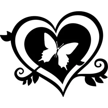 Samolepicí dekorace na vozidlo Samolepka srdíčko s motýlkem na auto a motorku, tuning nálepka (1587)