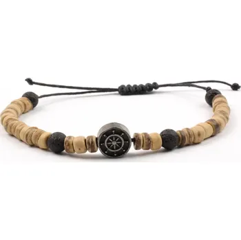 Náramek Moni - pánský náramek dřevěné korálky s kotvou