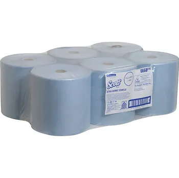Papírový ručník Modré jednovrstvé papírové ručníky v neperforované roli, z vysoce absorpční tkaniny AIRFLEX a extra dlouhým návinem 304 metrů.