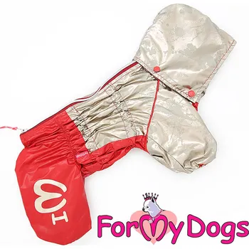 Obleček pro psa FOR MY DOGS Obleček pro fenky – pláštěnka RED/GOLD Velikost: 22/XXXL