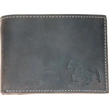 Peněženka Šedohnědá kožená peněženka Born to be Wild s koněm