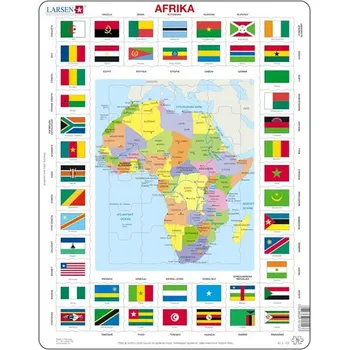 Puzzle Recenze Larsen Mapa Afriky + vlajky 70 dílků