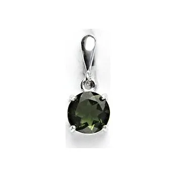 Přívěsek Stříbrný přívěsek, přírodní vltavín 8 mm, P 1357