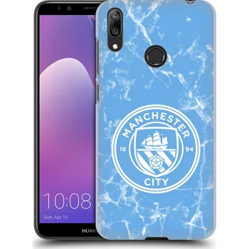 Pouzdro na mobilní telefon Pouzdro na mobil Huawei Y7 2019 - Head Case - Fotbalový klub Manchester City modrý mramor (Plastový obal, kryt pro mobil Huawei Y7 2019 Oficiální kryt klubu Manchester City světlemodrá barva bílý znak mramor)