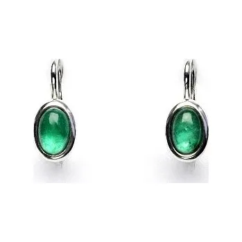 Náušnice Zlaté náušnice, přírodní smaragd 6x4, bílé zlato, NK 1353