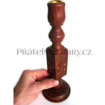 Svícen Dřevěný 25 cm - Intarzie