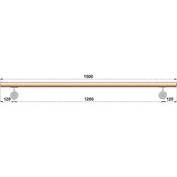 Madlo do koupelny Dřevěné madlo na schodiště 1,5m, EDB-M150-D