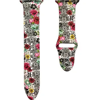 Příslušenství k chytrým hodinkám eses Silikonový řemínek pro Apple Watch - Květiny 38mm, 40mm, 41mm
