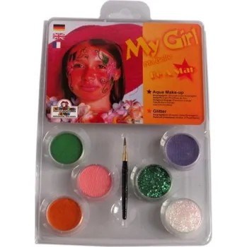 Speciální výtvarná barva Eulenspiegel Sada barev na obličej 6x5g, My Girl make-up s návodem