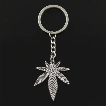 Přívěsek nejen na klíče list marihuany - stříbrný