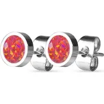 NUBIS® Ocelové náušnice s opály 6 mm - NBP70-OP25