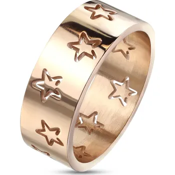 Prsten Šperky4U Ocelový prsten s hvězdami zlacený - velikost 62 - OPR1765-62