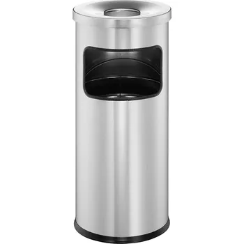 Odpadkový koš Koš Safe s kulatým popelníkem - Stříbrný