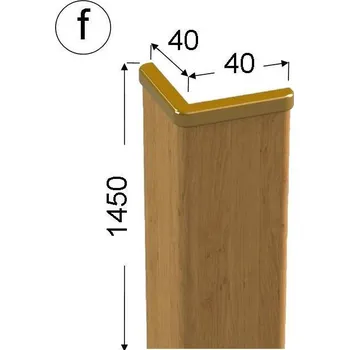 Plotový sloupek ochranný roh, dřevěný podklad potažený fólií s dekorem olše, 4040 délka 145 cm