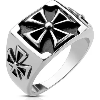 Prsten Šperky4U Ocelový prsten maltézský kříž - velikost 64 - OPR0136-64