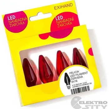 Blistr 4 žárovky Exihand Felicia LED Filament červená 14V/0,2W