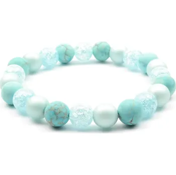 Náramek Moni - dámský náramek tyrkys křišťál praskaný perly modré