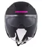 Helma na motorku Cassida Jet Tech černá matná/fialová loga
