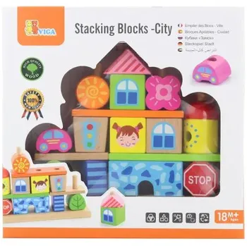 Dřevěná hračka VIGA Dřevěná stavebnice město